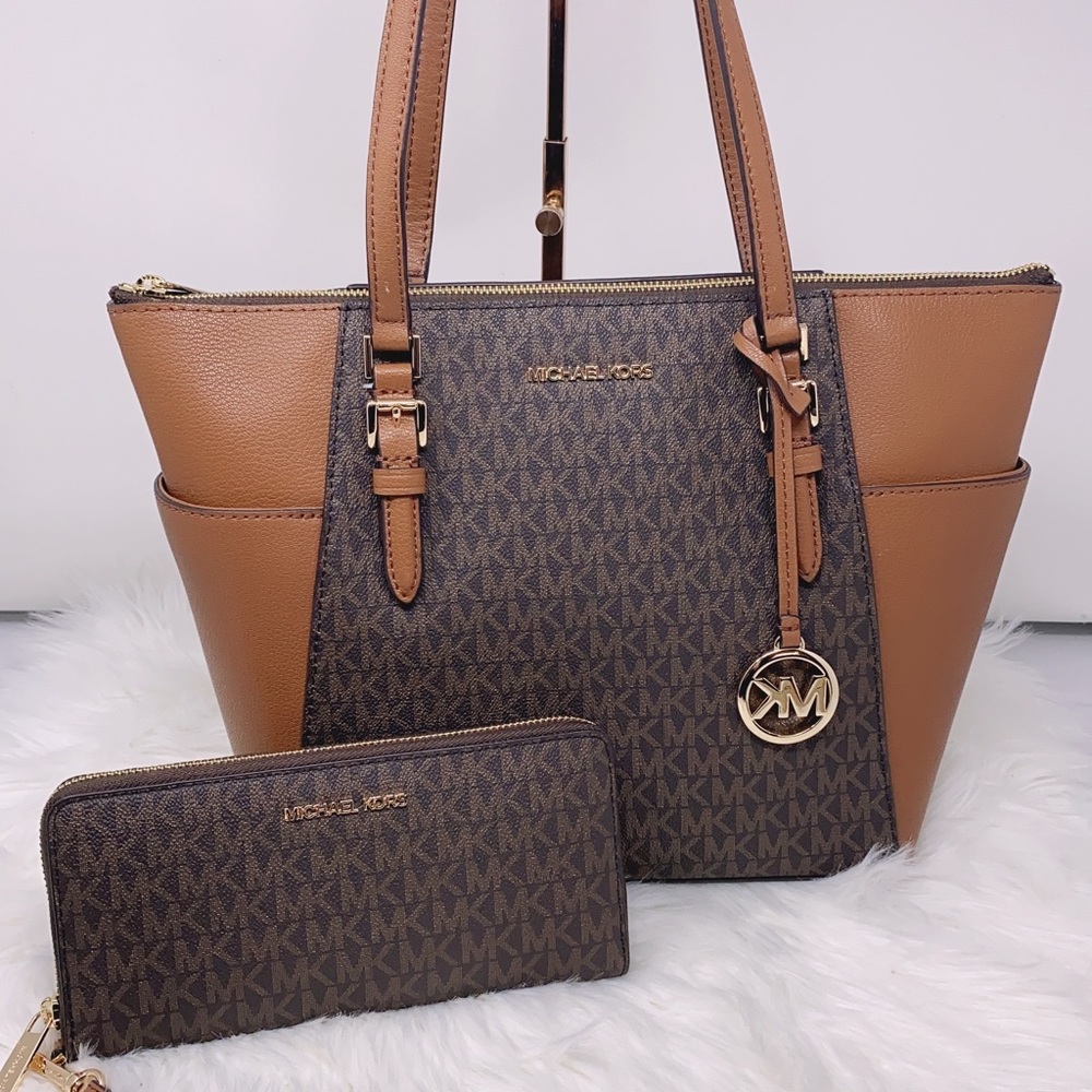 Michael Kors zip tote with LG wallet bundle set